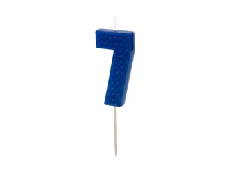 Świeczka urodzinowa 7 niebieska 6cm - PartyDeco