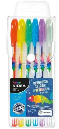 Długopisy żelowe z brokatem 6 kolorów KIDEA - DERFORM