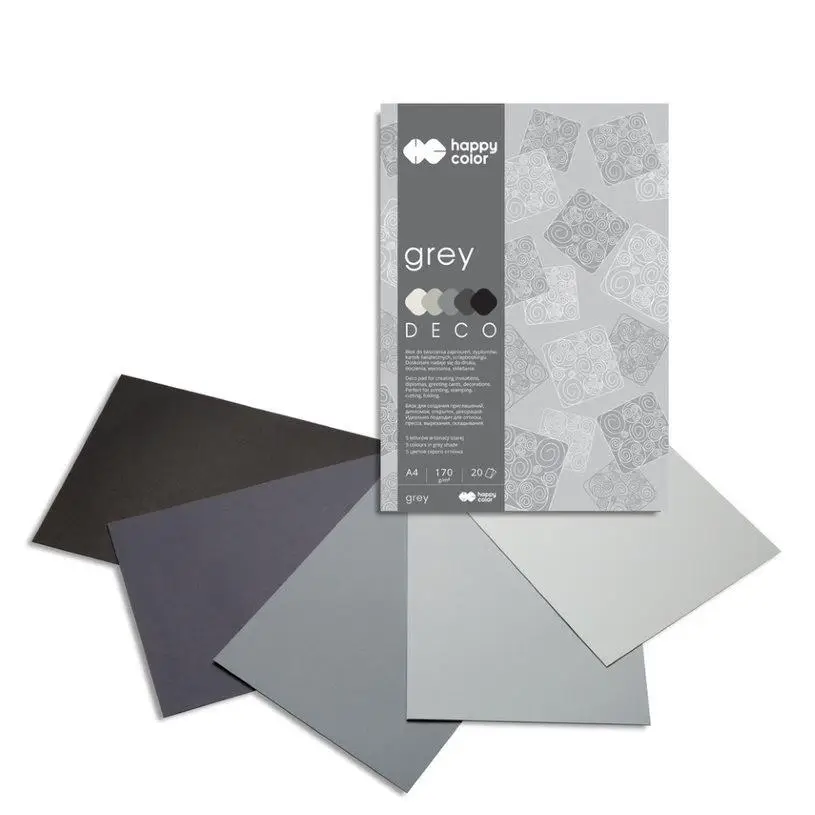 Blok Deco Grey A4 170g 20ark - kolory szare