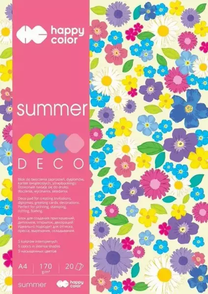 Blok Deco Summer A4 170g 20ark - kolory nasycone