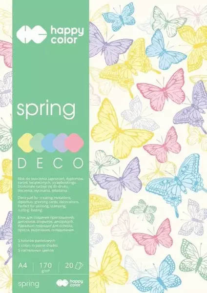 Blok Deco Spring A4 170g 20ark - kolory pastelowe