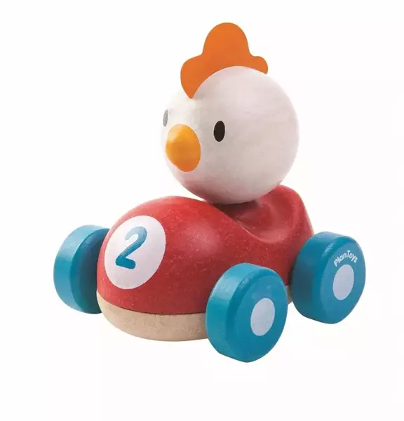 Drewniana wyścigówka kurczak - Plan toys