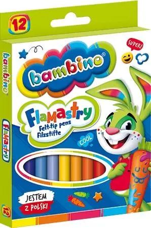 Flamastry 12 kolorów BAMBINO - ST-MAJEWSKI