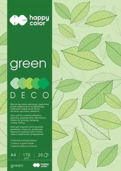 Blok Deco Green A4 170g 20ark - kolory zielone