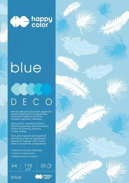 Blok Deco Blue A4 170g 20ark - kolory niebieskie
