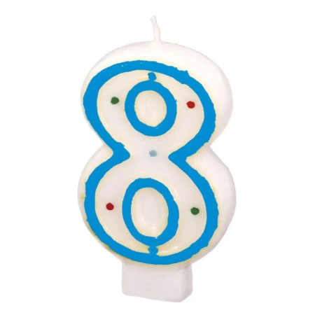 Świeczka cyferka 8 kropki 7,3cm - Amscan