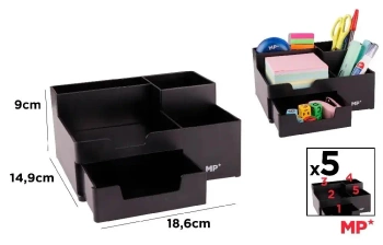 Organizer na biurko z szufladką czarny - MP Main Paper