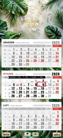 Kalendarz 2026 trójdzielny płaska główka glamour - Pan Kalendarzyk