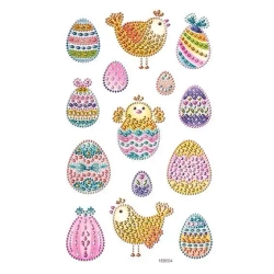 Naklejki z kryształkami Jajka i kurki 14szt - Dalprint dpCraft