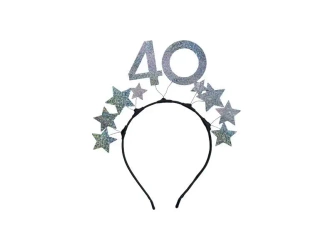 Opaska z gwiazdkami 40 srebrna - PartyDeco