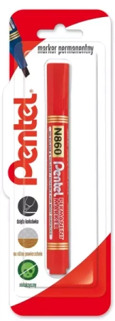 Marker permenentny z ściętą końcówka N860 czerwony 1 szt. - PENTEL