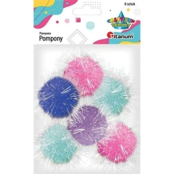 Pompony poliestrowe 45mm mix 6szt - Titanum