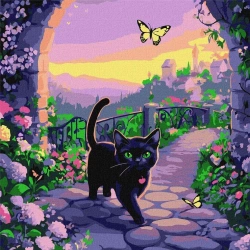 Malowanie po numerach - Wróżkowy kot 40x40cm - Ideyka