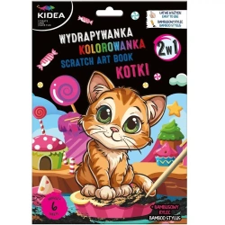 Wydrapywanka z kolorowanką 2w1 Kotki KIDEA - DERFORM