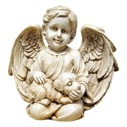 Figura Anioł skrzydła piesek 18cm - Art Sacrum