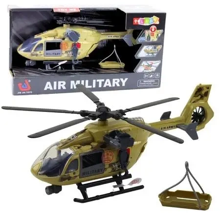 Helikopter wojskowy + hak + nosze + światła 1:14 - Leantoys