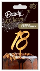 Dekoracja akrylowa na tort 18 urodziny złota - Godan