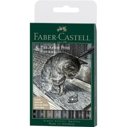 Pisaki Pitt Artist Pen B grey&black 8szt - Faber Castell