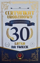 Karnet Certyfikat Urodzinowy 30 urodziny męskie - YEKU