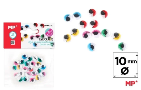 Oczy ruchome samoprzylepne kolorowe 10mm - MP Main Paper