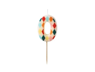 Świeczka urodzinowa 0 romby 5,5cm - PartyDeco