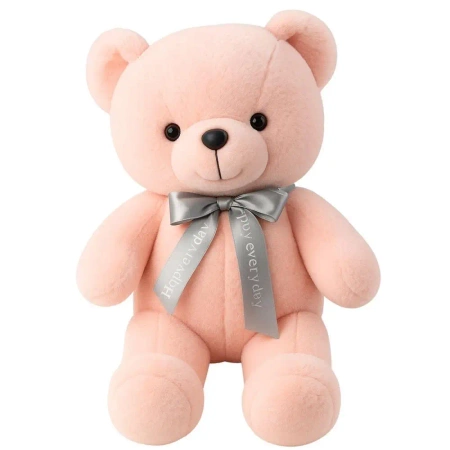 Miś pluszowy z kokardką różowy Happy Every Day - Leantoys
