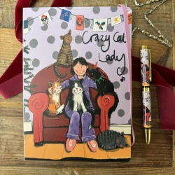Notatnik z gumką A5 Crazy Cat Lady Kociara Święta - Alex Clark