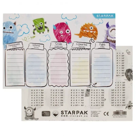 Plan Lekcji Tabl Mnoz A5 Monster Starpak Pb25/750