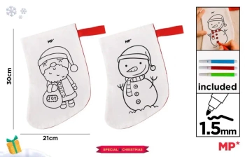 Skarpeta BN do malowania + flamastry Mikołaj - MP Main Paper