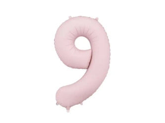 Balon foliowy cyfra 9 86cm jasny różowy - PartyDeco