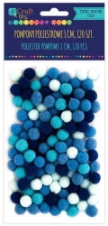 Pompony poliestrowe niebieskie 1cm różowy 120szt - Dalprint dpCraft