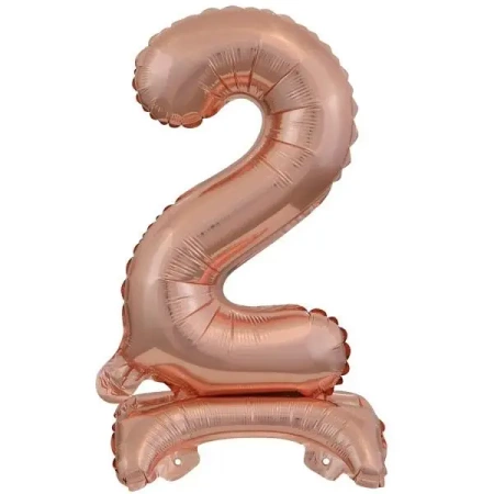 Balon foliowy mini cyfra 2 na stojaku różowe złoto - Amscan