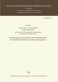 Berechnung Der Funkenarbeit Aus Den Elektrischen Daten Der Arbeitskreiselemente Von Funkenerosionsmaschinen - Opitz Herwart