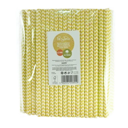 Słomki papierowe shake 8mm żółte 144szt - Arpex