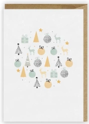 Kartka Boże Narodzenie Bombka, eko koperta K081 - Cardie