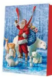 Torebka prezentowa Święty Mikołaj ze zwierzętami, średnia