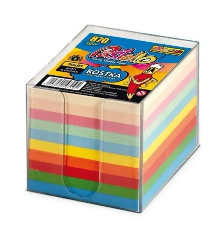 Kostka w kubiku 90x90mm 850 kartek 10 kolorów - Alfa Pastello