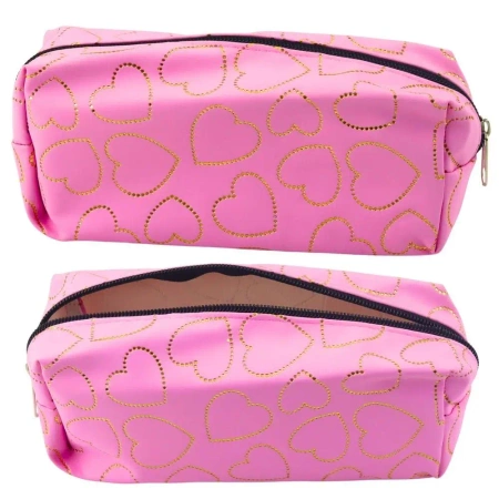 Piórnik jednokomorowy złote serca różowy - Leantoys