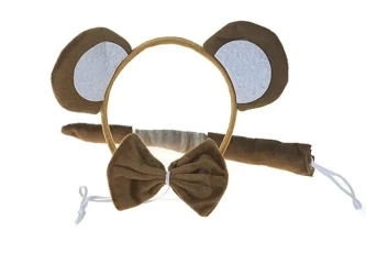 Opaska uszy małpki pluszowe z ogonkiem - ADAR