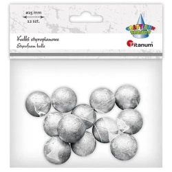 Kulki styropianowe 25mm 12szt srebrne - Titanum