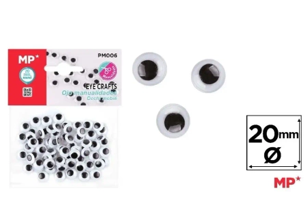 Oczy ruchome samoprzylepne 20mm - MP Main Paper
