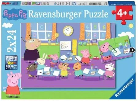 Puzzle 2x24 elementy. Świnka Peppa i cała klasa