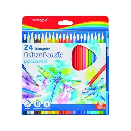 Kredki akwarelowe rozpuszczalne 3mm 24szt - Keyroad