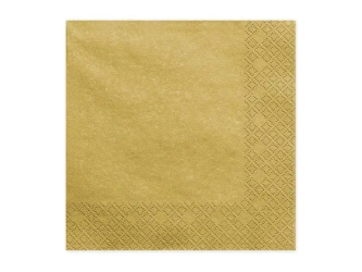 Serwetki trójwarstwowe złote 33x33cm 20szt - PartyDeco
