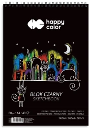 Blok A4/40K czarny Koty 80g spirala HAPPY COLOR - GDD