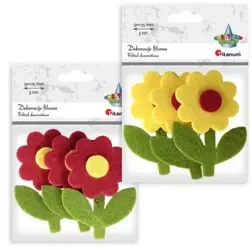 Filcowe kwiatki z łodygą 3D mix 3szt - Titanum