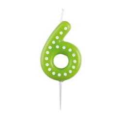 Świeczka cyferka 6 kropki i paski - Amscan