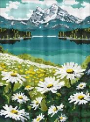 Diamentowa mozaika - Kwitnące stokrotki 30x40cm - Ideyka