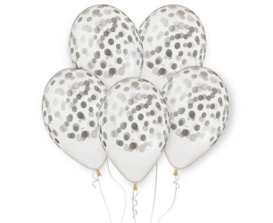 Balony Premium Hel konfetti srebrne 33cm 5szt - Godan