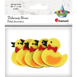 Filcowe kaczuszki 3D 53x50mm żółte 5szt - Titanum